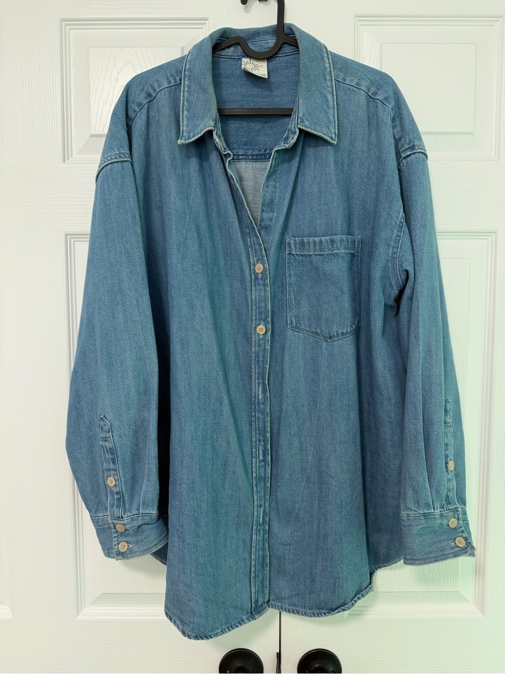 aerie Medium Blue Denim Button-Up Shirt Jacket